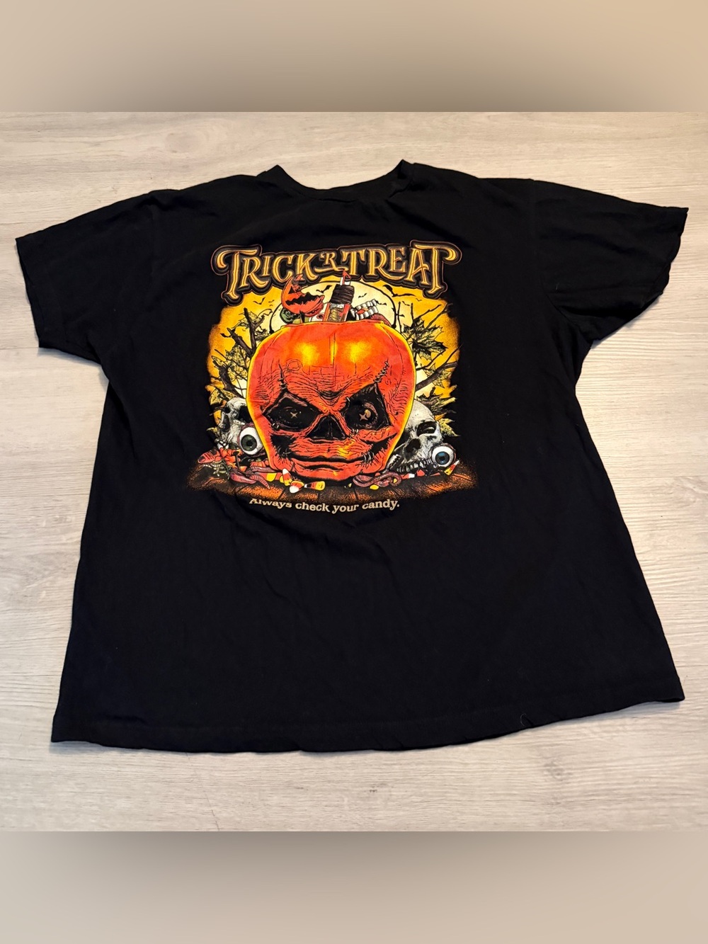 Hot Topic Cavity Colors Trick 'r Treat Halloween Tee Shirt Men’s Sz L Black Goth
